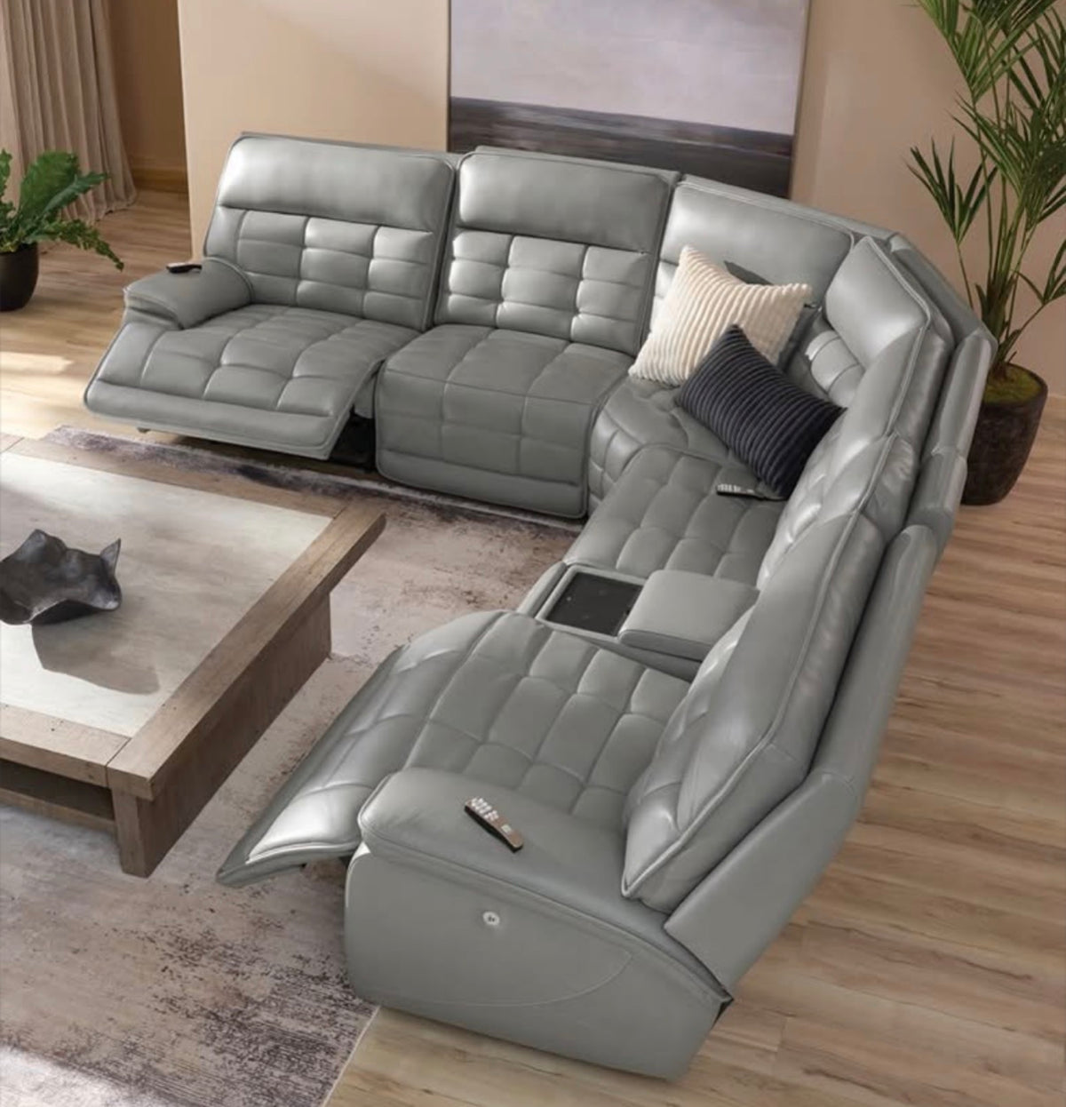 Cascade Gray Triple Power (Zero Gravity) Reclining Sectional