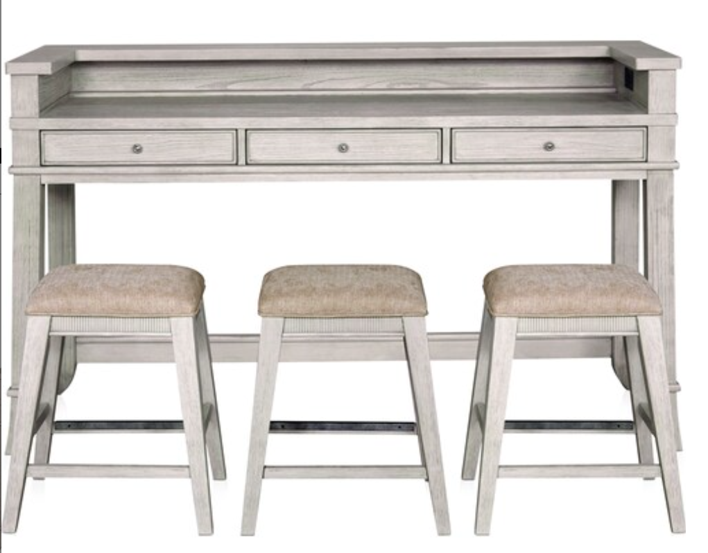 Hazel Gray Gameday Console with Stools