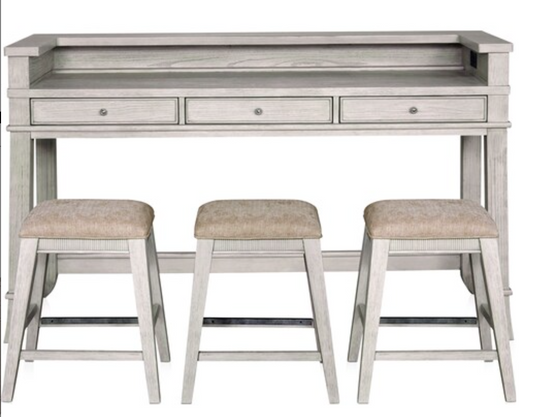 Hazel Gray Gameday Console with Stools