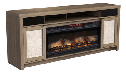 76” Palmer TV Stans with Fireplace, Remote + Bluetooth Compatible
