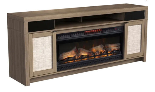 76” Palmer TV Stans with Fireplace, Remote + Bluetooth Compatible