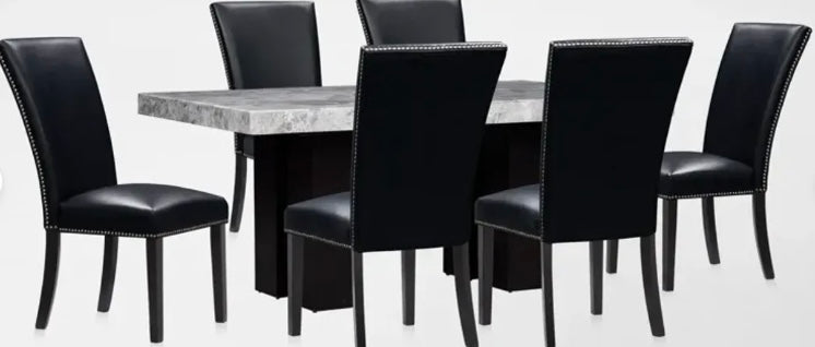 Artemis Marble Dining Table + (6) Piece Artemis Chair Set