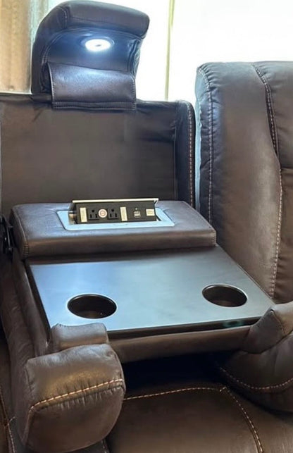 Three Seat Recliner with Powered Console