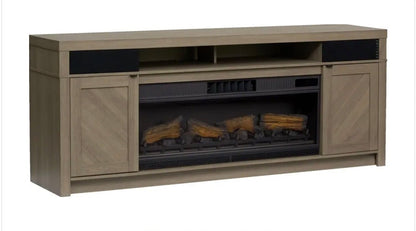 76” Palmer TV Stans with Fireplace, Remote + Bluetooth Compatible
