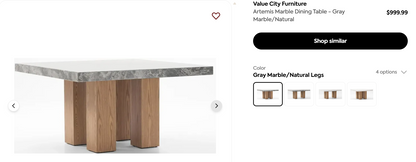Artemis Marble Table (Natural Tan Legs)