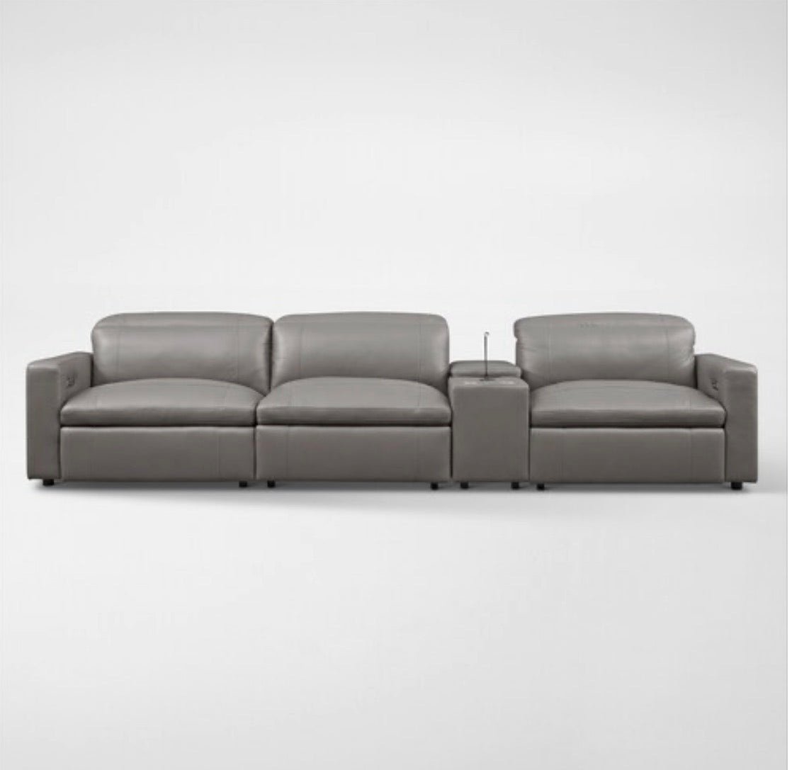 Happy Gray 4-Piece Dual Power Recliner Sofa