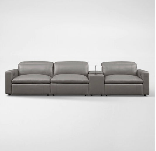 Happy Gray 4-Piece Dual Power Recliner Sofa